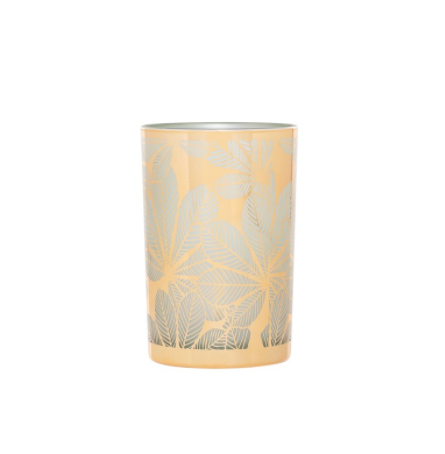 Mint & Gold Leafy Hurricane Vase