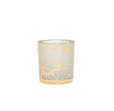 Mint & Gold Leafy Hurricane Vase