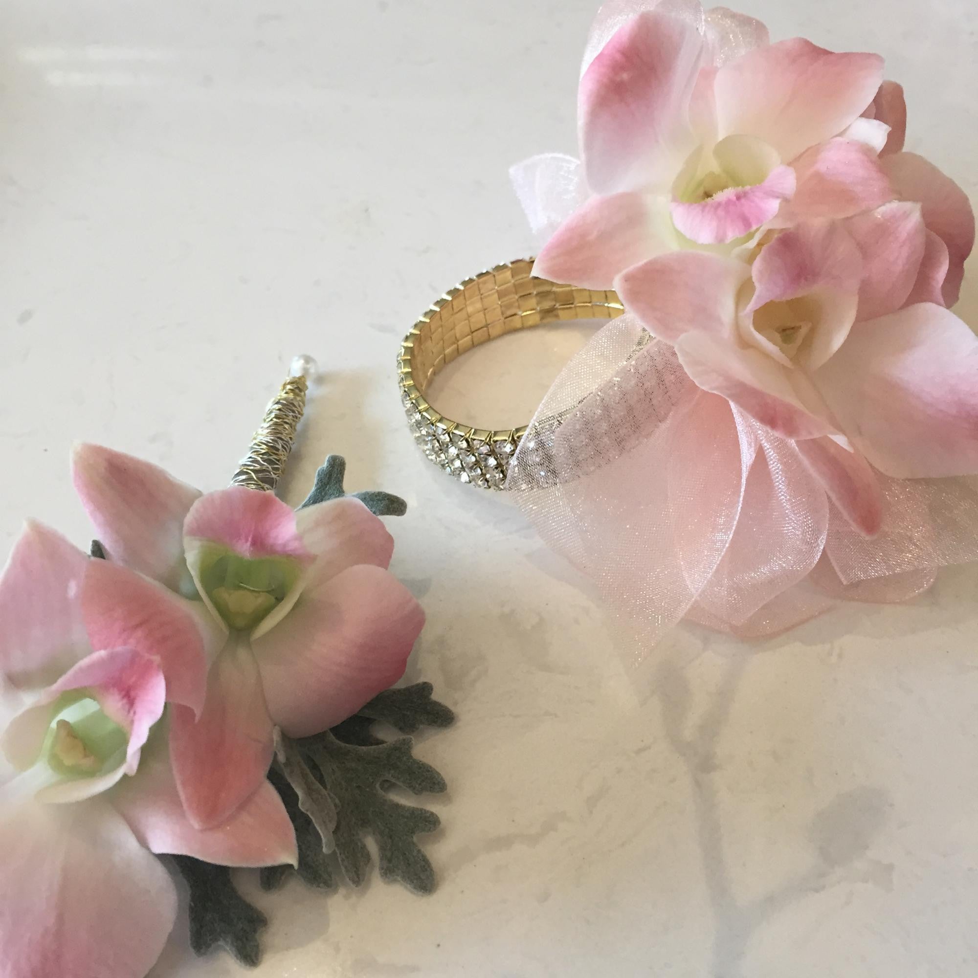 Orchid corsage and boutonniere on sale for prom