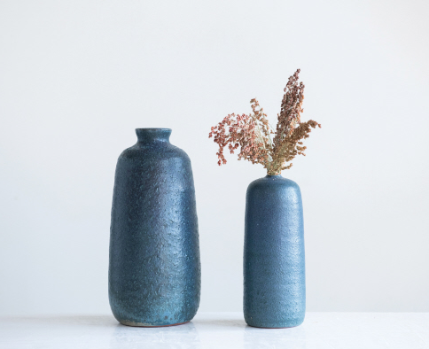 Matte Blue Terracotta Vase